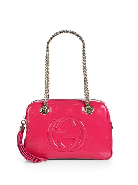 gucci pink purse patent leather vinatge